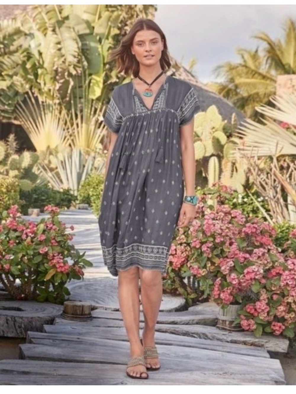 Sundance Aura Sequined Tunic Dress in Gray EUC Petite XS